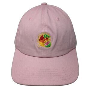 Solely Baseball Cap Pink One Size Embroidered Mango Fruit Cotton Slideback Hat